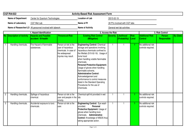 Detail Health And Safety Risk Assessment Template Free Nomer 10