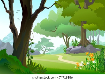 Detail Background Hutan Vector Nomer 30