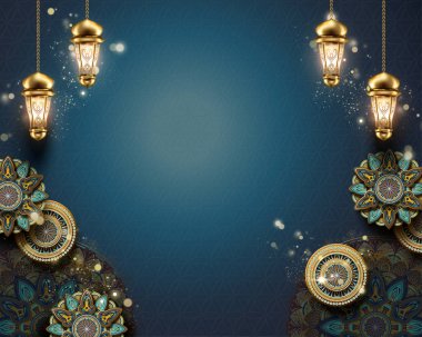 Detail Background Islamic Art Biru Nomer 55