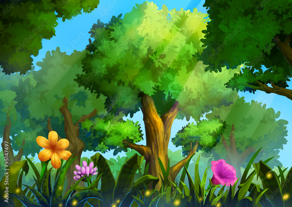 Detail Background Kartun Hutan Nomer 13