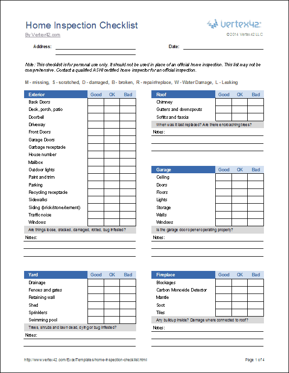 Home Inspection Checklist Template - KibrisPDR