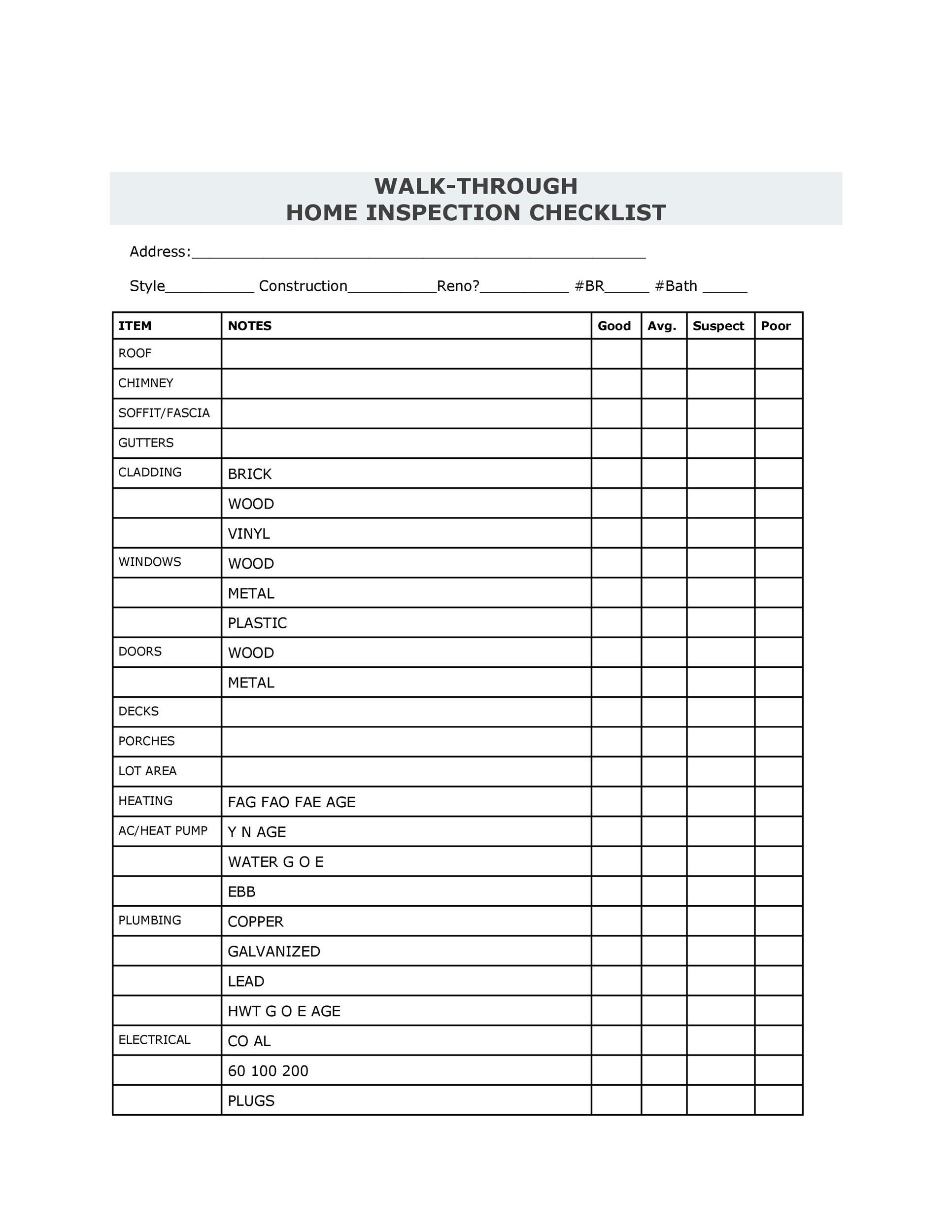 Detail Home Inspection Checklist Template Nomer 5