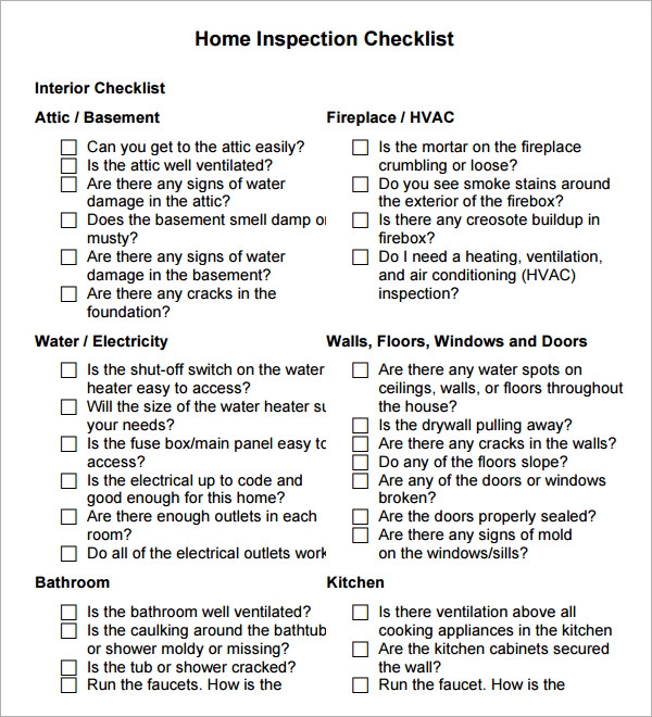 Detail Home Inspection Checklist Template Nomer 47