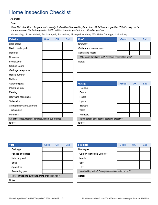 Detail Home Inspection Checklist Template Nomer 10