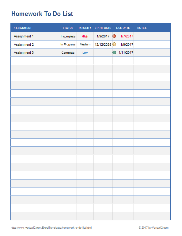 Detail Homework Checklist Template For Students Nomer 11