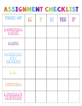 Detail Homework Checklist Template For Students Nomer 14