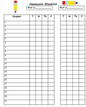 Detail Homework Checklist Template For Students Nomer 17