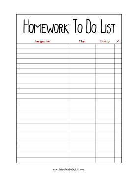 Detail Homework Checklist Template For Students Nomer 21