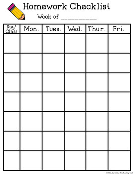 Detail Homework Checklist Template For Students Nomer 24