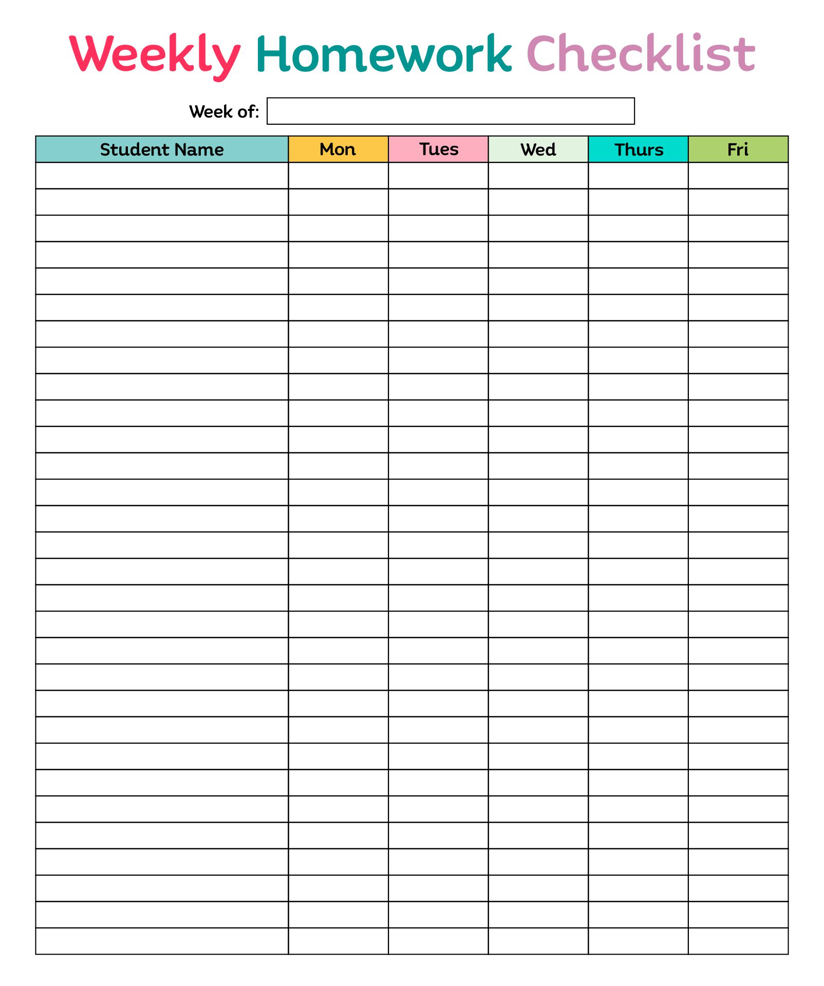 Detail Homework Checklist Template For Students Nomer 25