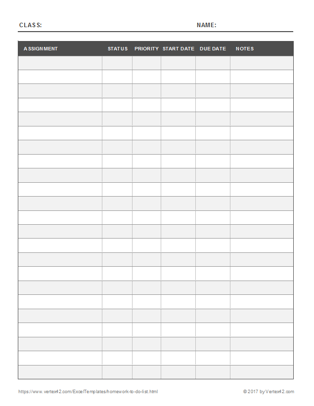 Detail Homework Checklist Template For Students Nomer 4