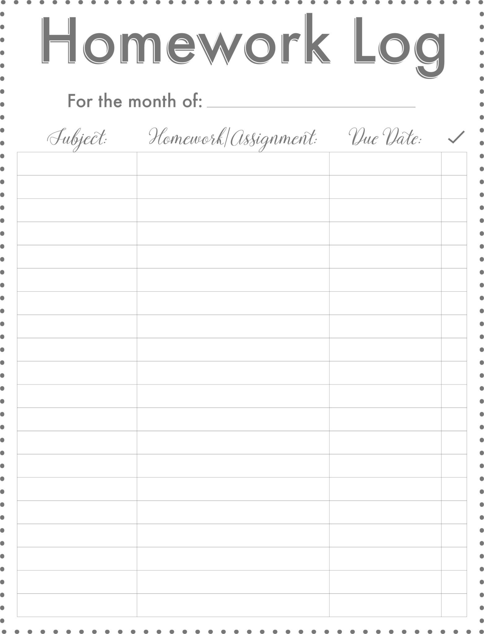 Detail Homework Checklist Template For Students Nomer 37