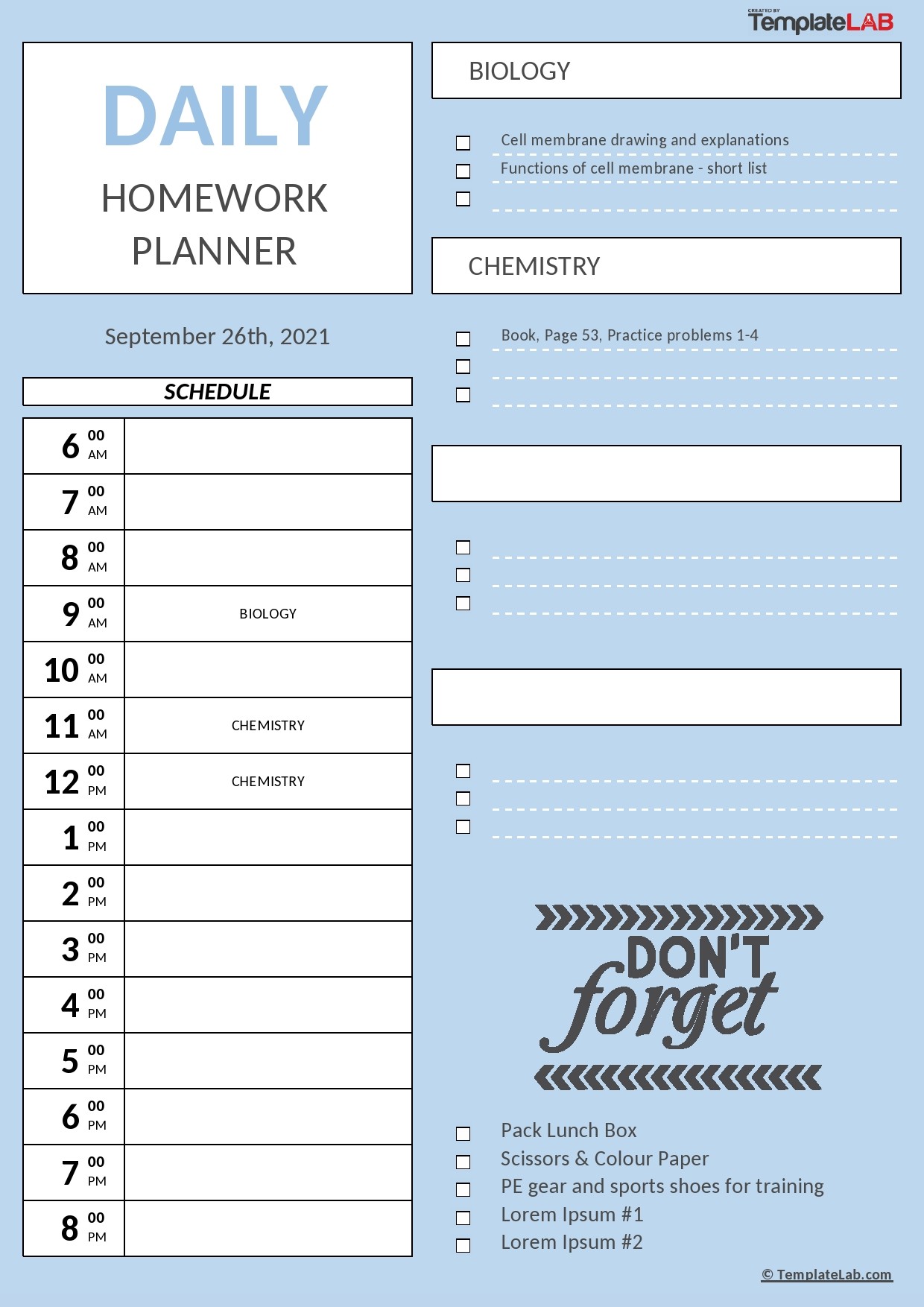 Detail Homework Checklist Template For Students Nomer 46