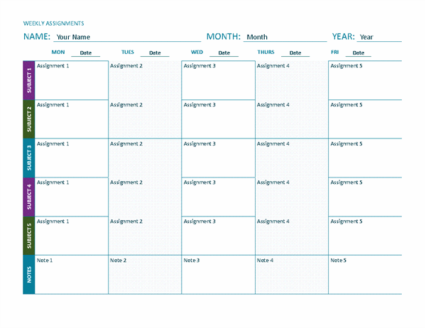 Detail Homework Checklist Template For Students Nomer 47