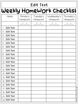 Detail Homework Checklist Template For Students Nomer 48