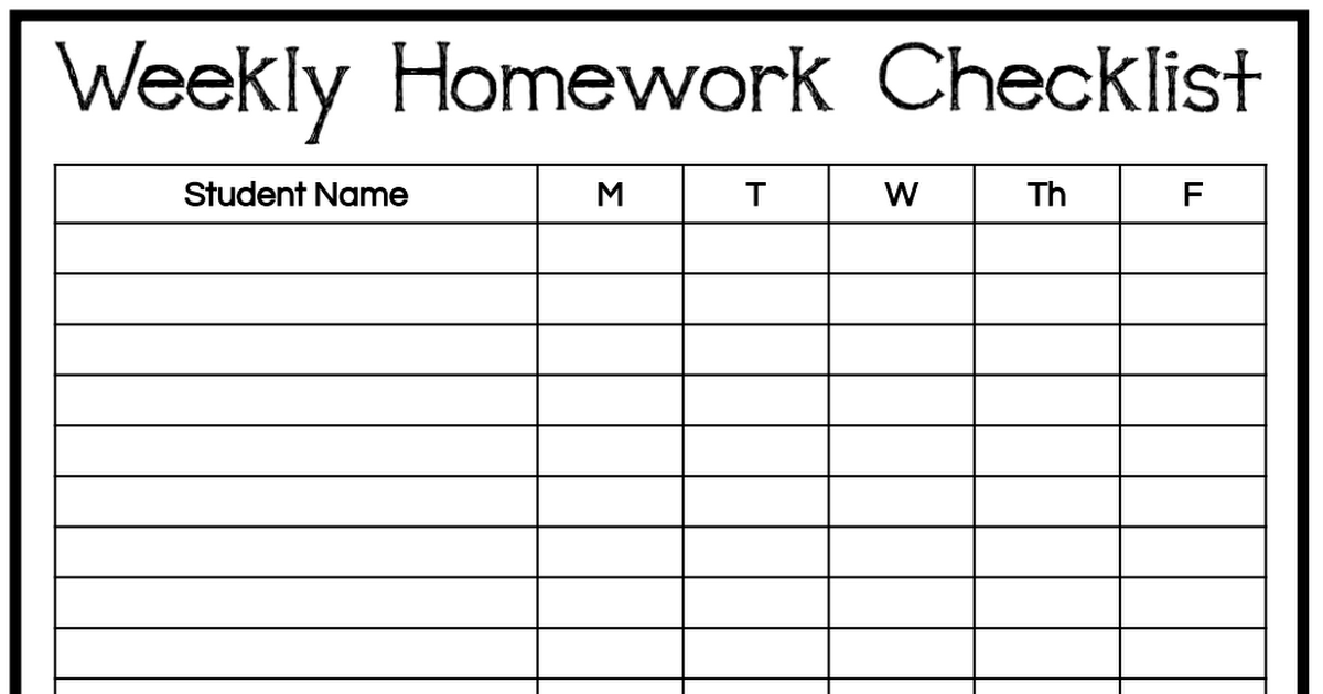 Detail Homework Checklist Template For Students Nomer 54