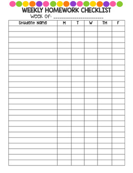 Detail Homework Checklist Template For Students Nomer 8