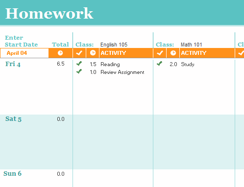 Detail Homework Planner Template Nomer 10