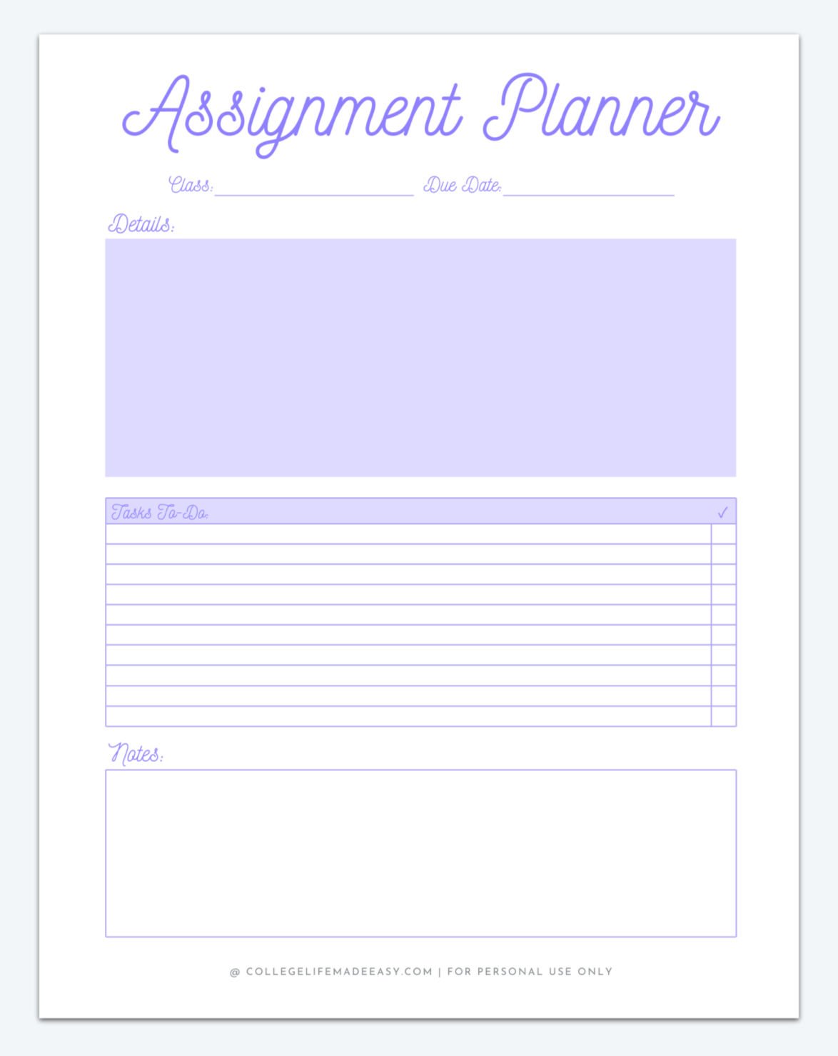 Detail Homework Planner Template Nomer 12