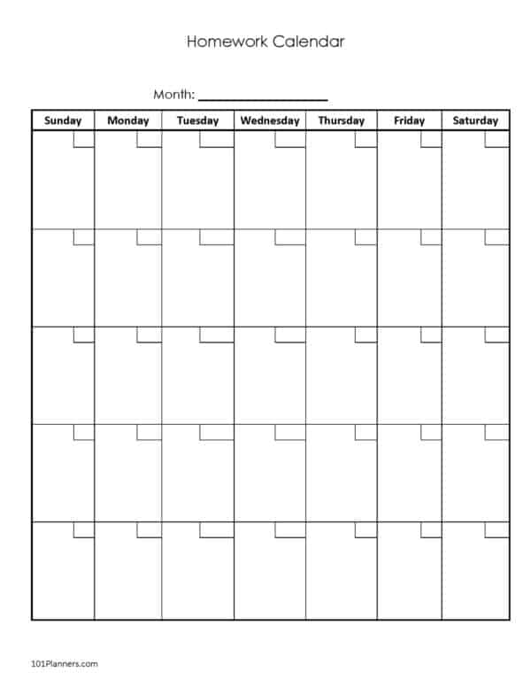 Detail Homework Planner Template Nomer 17