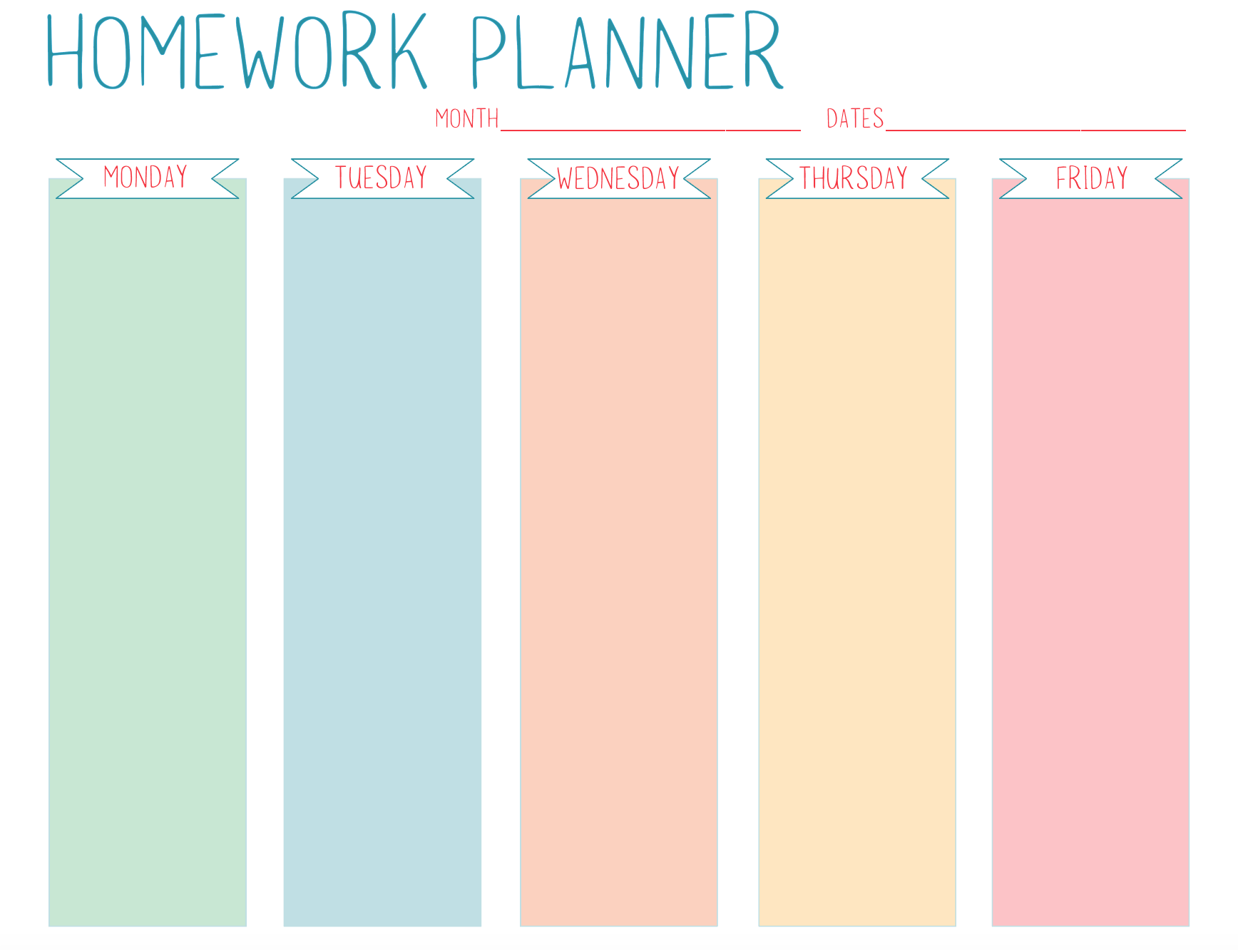 Detail Homework Planner Template Nomer 18