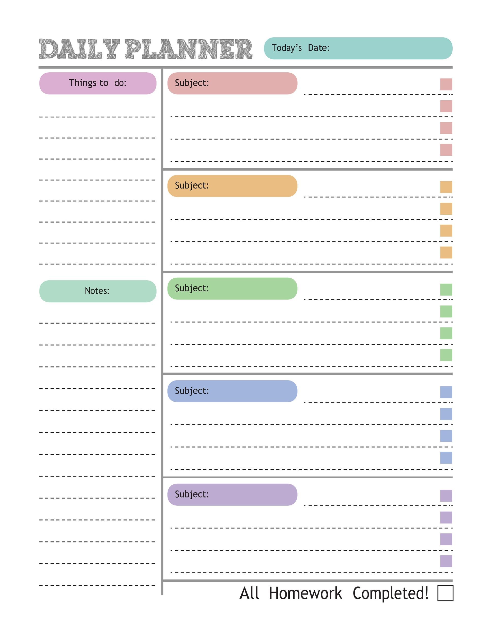 Detail Homework Planner Template Nomer 4