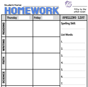 Detail Homework Planner Template Nomer 30