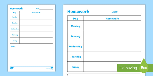 Detail Homework Planner Template Nomer 34