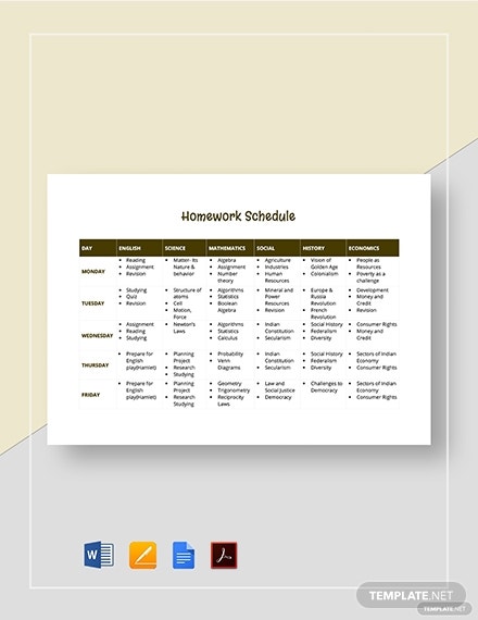 Detail Homework Planner Template Nomer 38