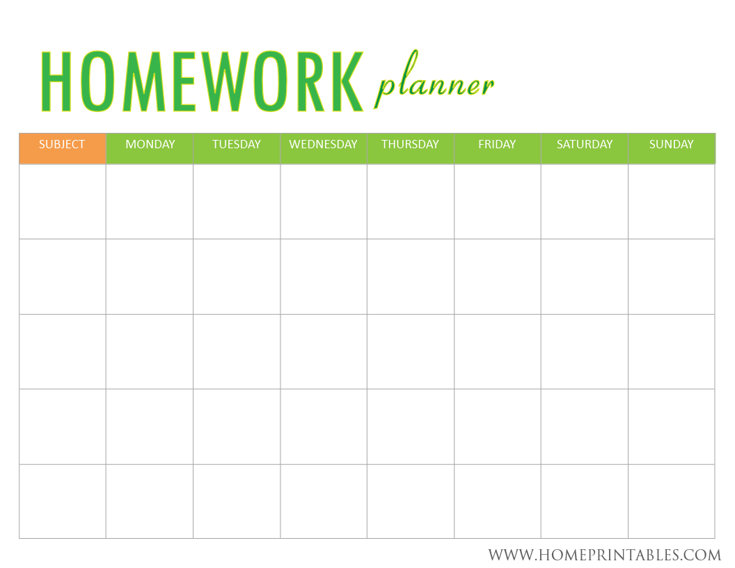 Download Homework Planner Template Nomer 42