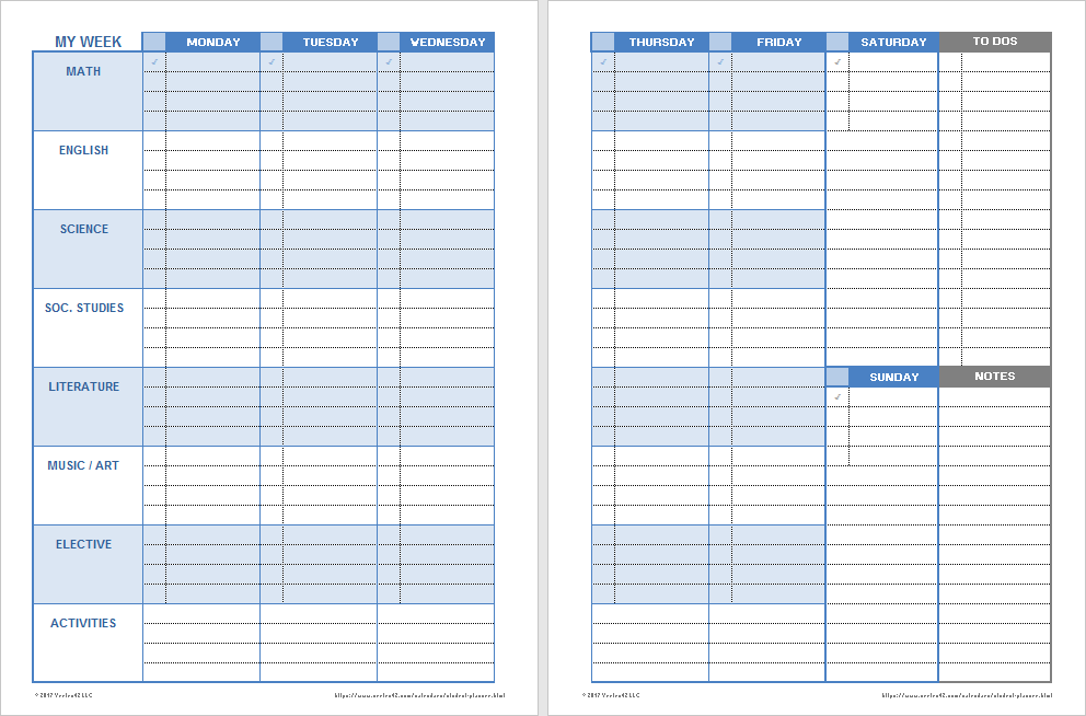 Download Homework Planner Template Nomer 45