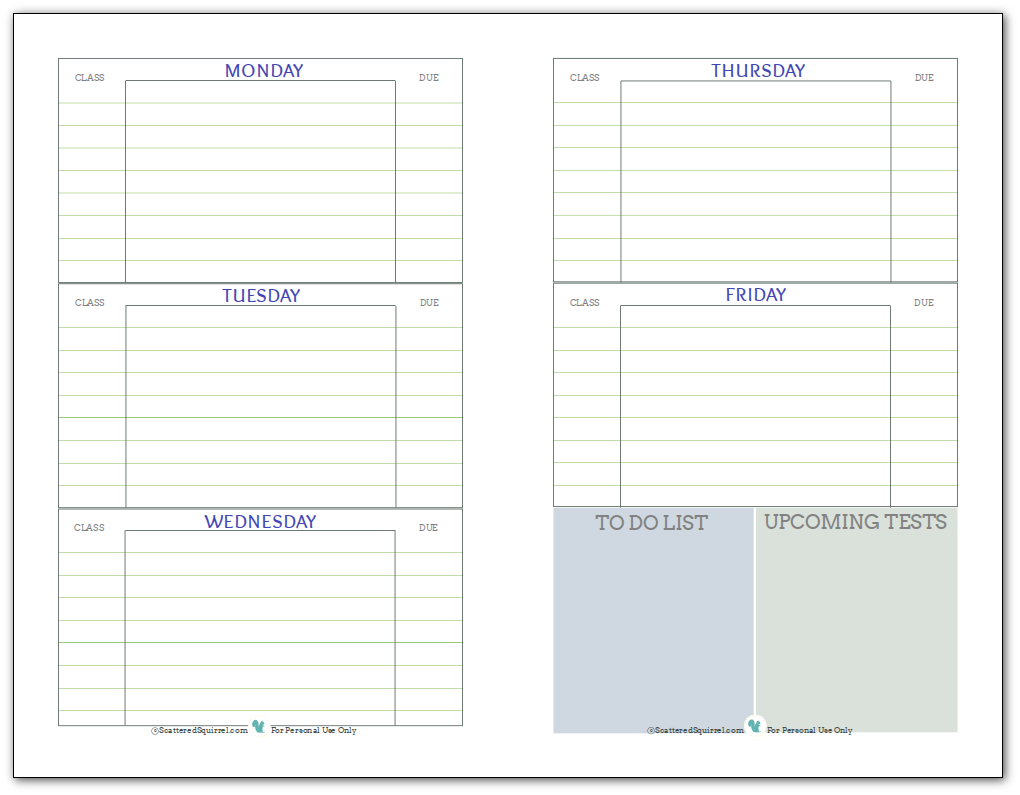 Detail Homework Planner Template Nomer 50