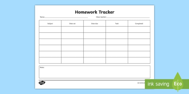 Detail Homework Planner Template Nomer 51