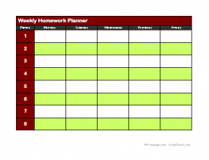 Detail Homework Planner Template Nomer 53