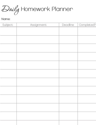 Detail Homework Planner Template Nomer 9