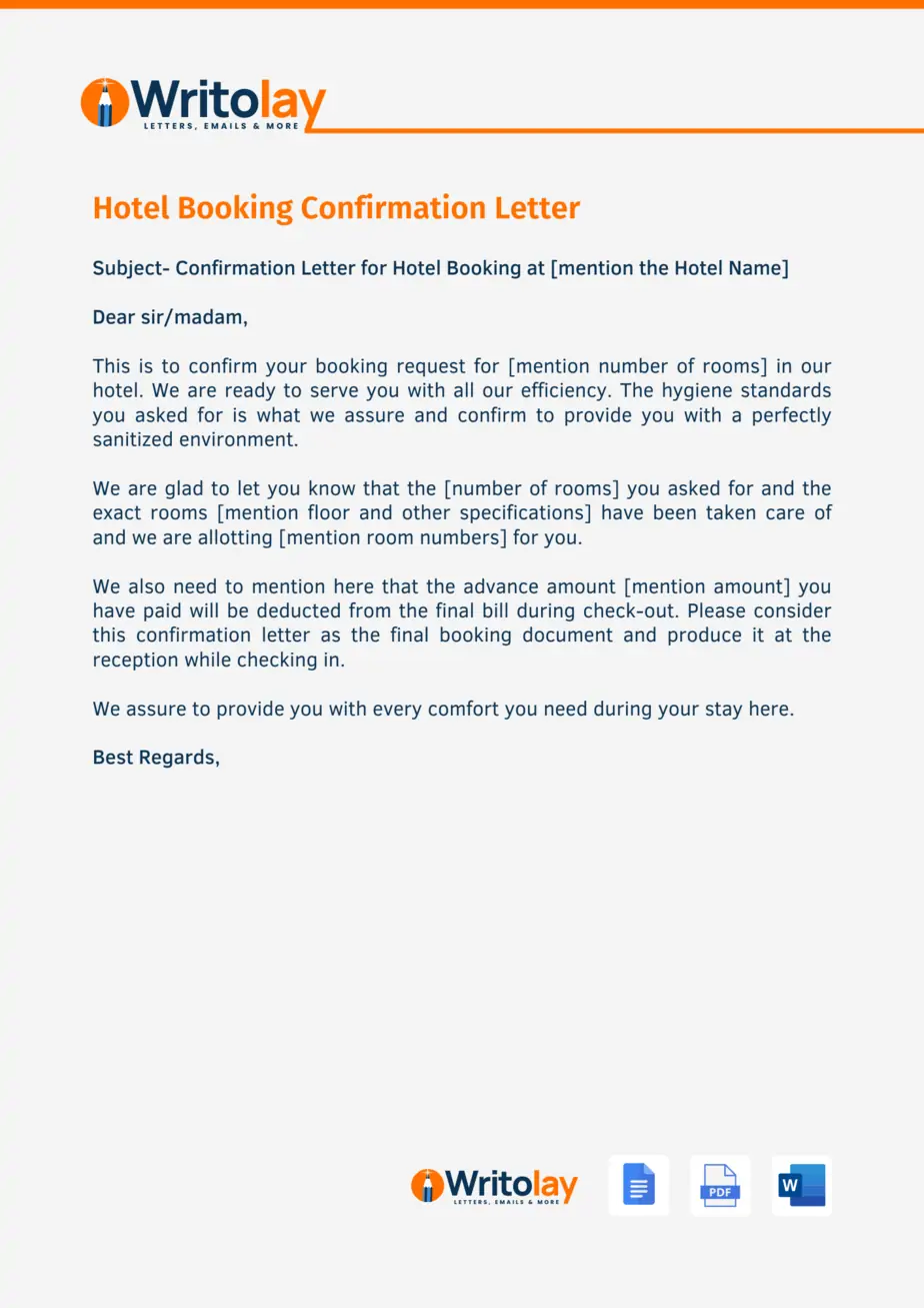 Detail Hotel Reservation Confirmation Template Nomer 8