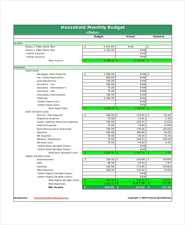 Detail Household Budget Template Excel Nomer 46