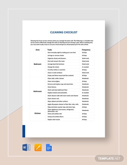 Detail Housekeeping List Template Nomer 35