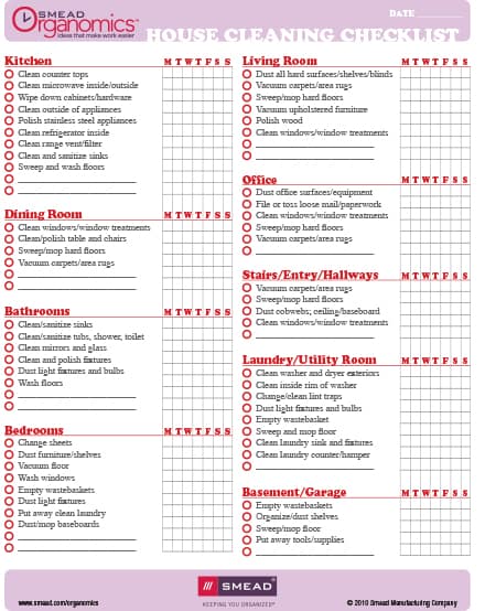 Detail Housekeeping List Template Nomer 44
