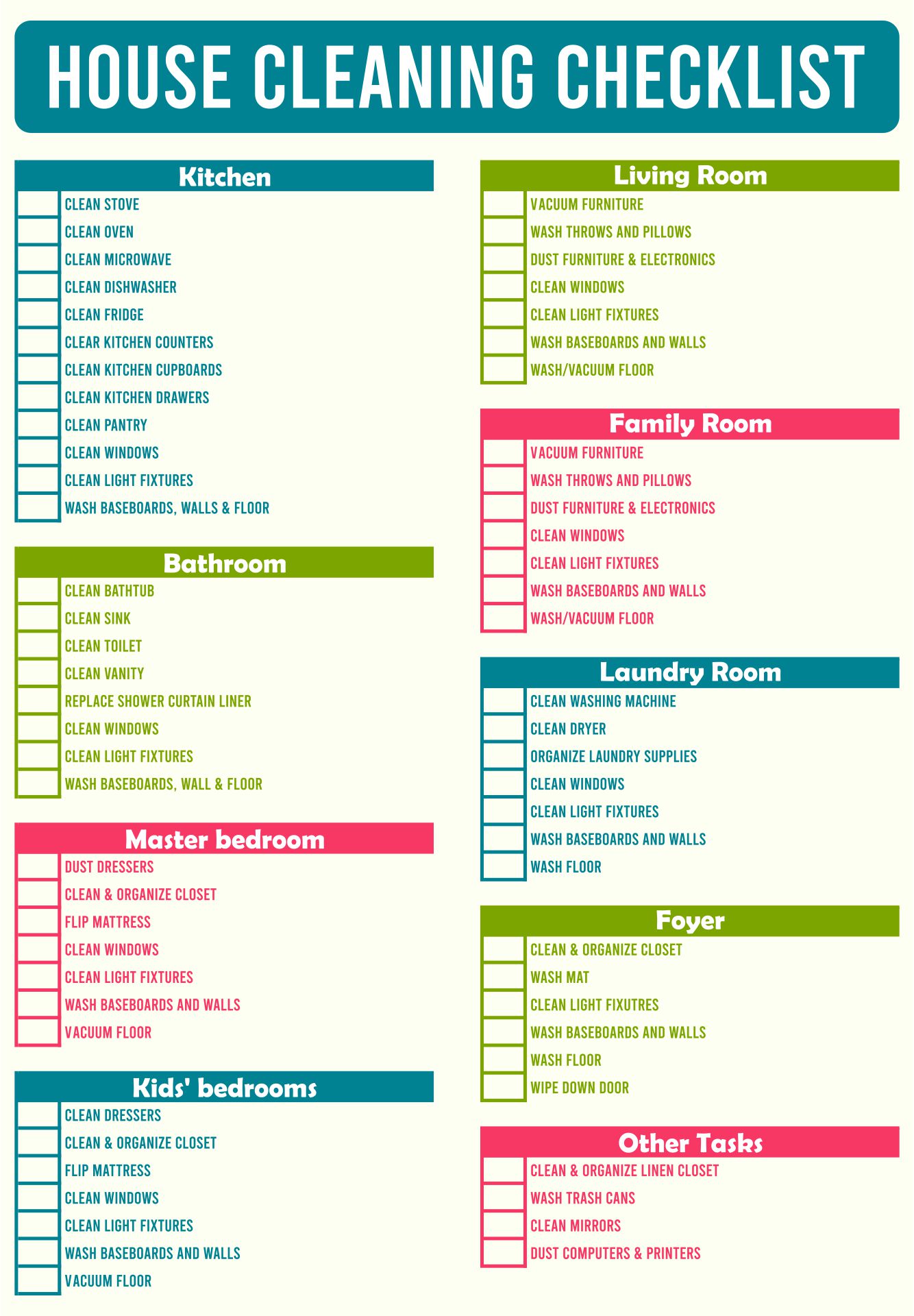 Detail Housekeeping List Template Nomer 49