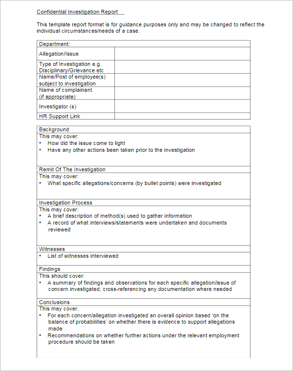 Detail Hr Investigation Report Template Nomer 14