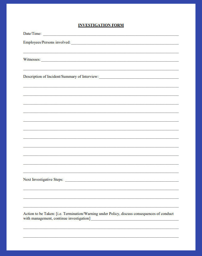Detail Hr Investigation Report Template Nomer 20