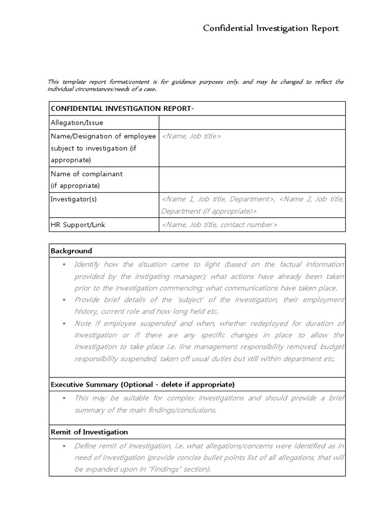 Detail Hr Investigation Report Template Nomer 24
