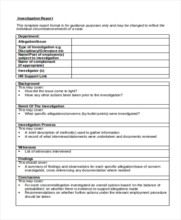 Detail Hr Investigation Report Template Nomer 32