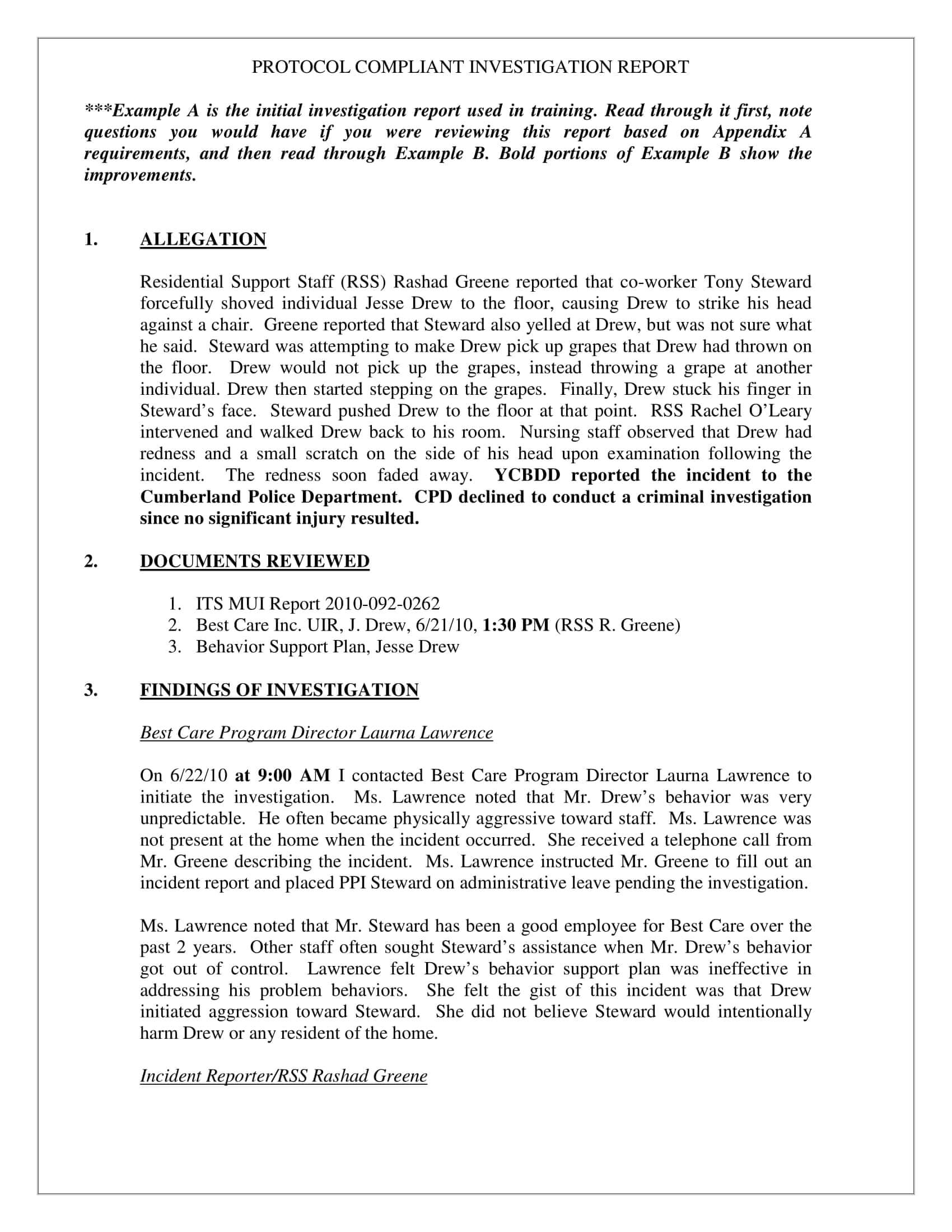 Detail Hr Investigation Report Template Nomer 39