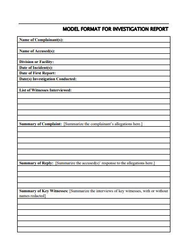 Detail Hr Investigation Report Template Nomer 6