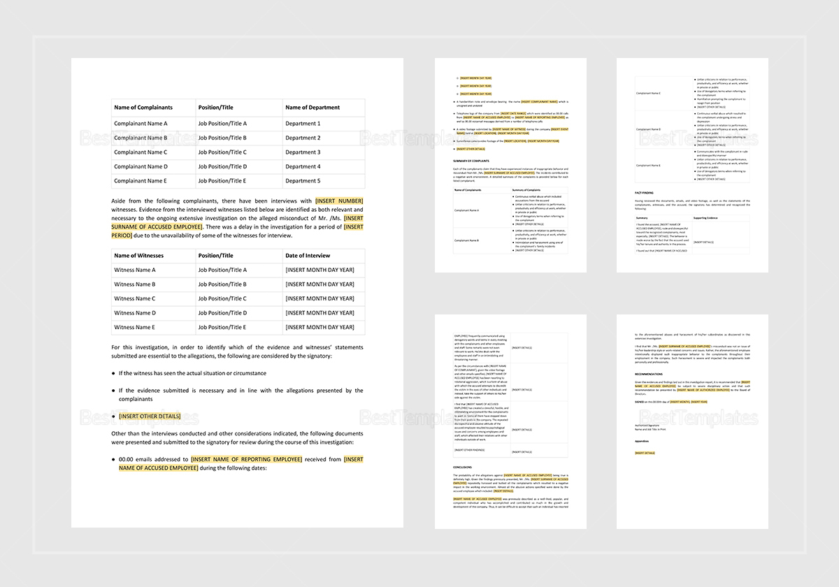 Detail Hr Investigation Report Template Nomer 54