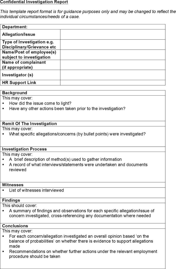 Detail Hr Investigation Report Template Nomer 9