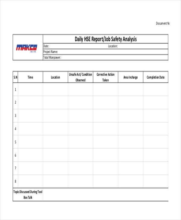 Detail Hse Weekly Report Template Nomer 14