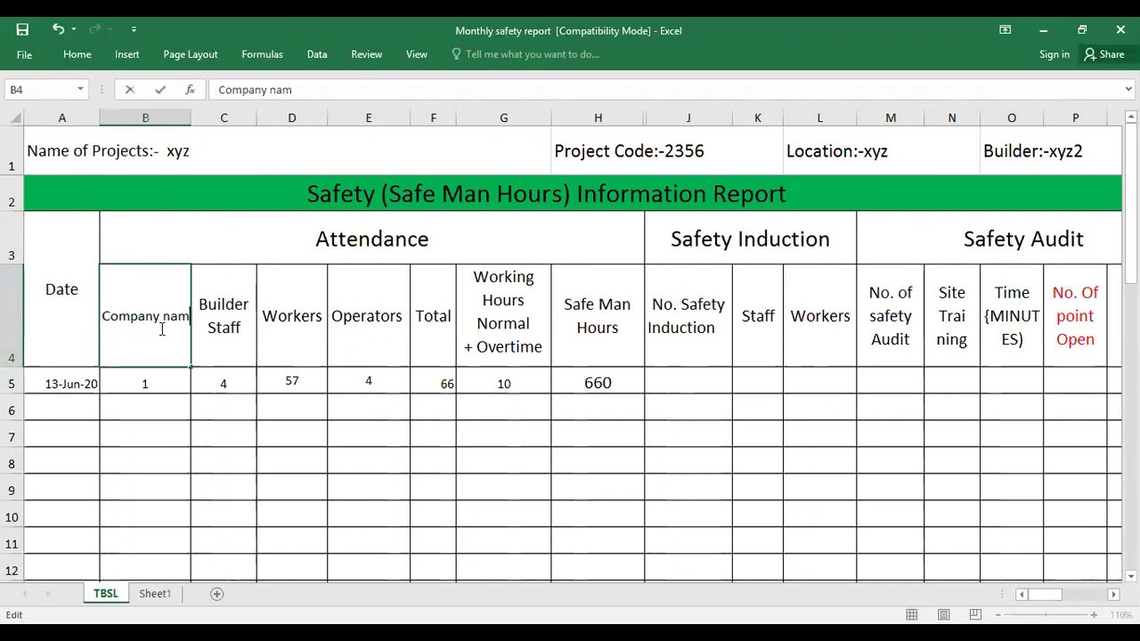 Detail Hse Weekly Report Template Nomer 7